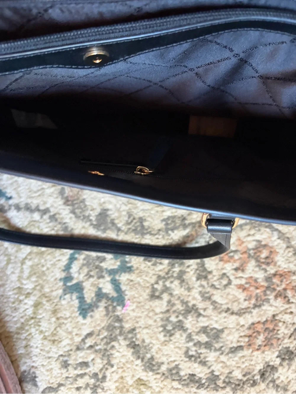 Michael Kors Black Tote with Gold MK Charm - Picture 7 of 8